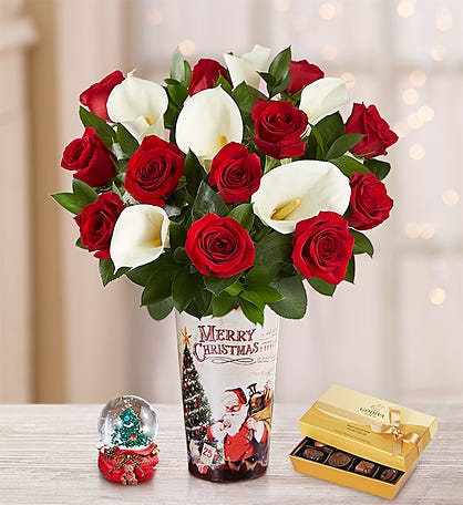 Holiday Red Rose & Calla Lily Bouquet 